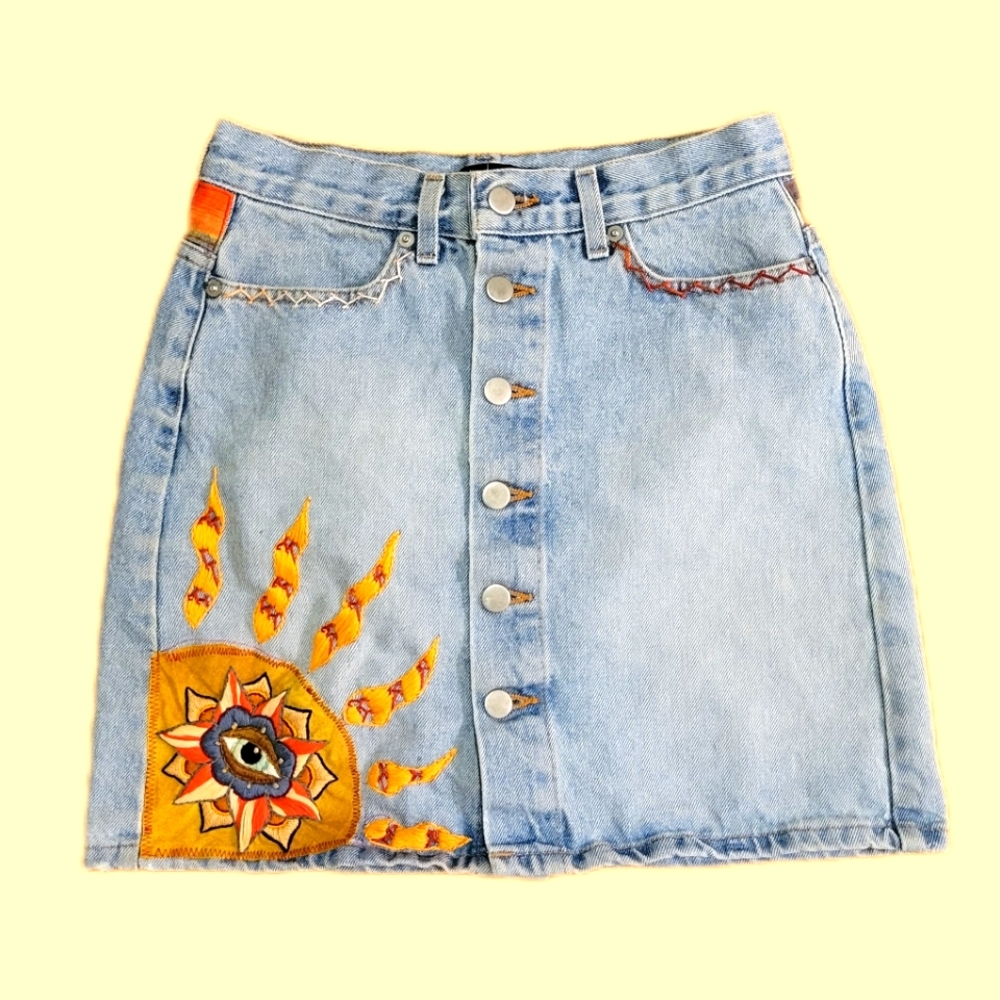 UPCYCLED SIZE 2 VINTAGE DENIM SKIRT